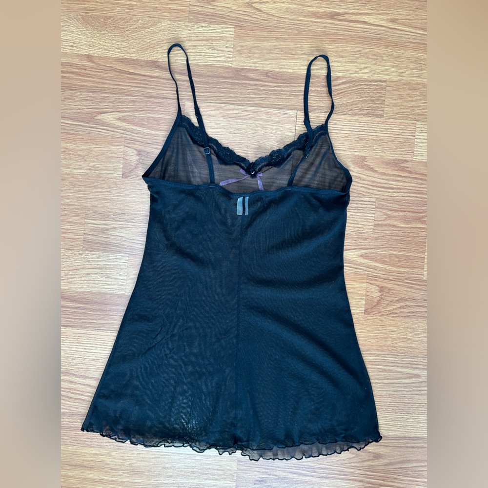 Early 2000’s Candie’s Black Mesh Chemise with Lace Trim and a Pink Bow size S - Picture 8 of 10